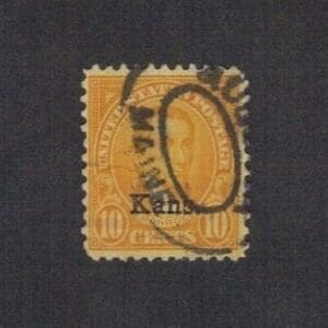 Scott# 668 "KANSAS OVERPRINT - MONROE" WITH AUGUSTA, MAINE DOUBLE OVAL