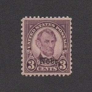 Scott# 672 "NEBRASKA OVERPRINT - ABRAHAM LINCOLN" MINT, VERY NICELY CENTERED