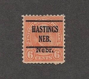 Scott# 675 "NEBRASKA OVERPRINT" USED WITH HASTINGS NEBRASKA PRECANCEL