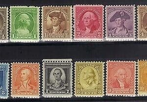 Scott# 704-715 "WASHINGTON BICENTENNIAL" MINT, NICELY CENTERED