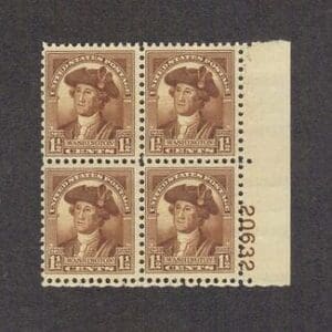 Scott# 706 "WASHINGTON BICENTENNIAL" PLATE BLOCK(4) MNH
