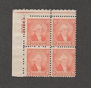 Scott# 714 "WASHINGTON BICENTENNIAL" PLATE BLOCK (4) MNH
