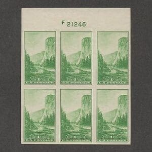 Scott# 756 "YOSEMITE NAT'L PARK" IMPERF PLATE BLOCK (6) MNH, NGAI