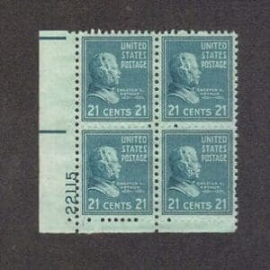 Scott# 826 "CHESTER ARTHUR" PLATE BLOCK (4) MNH, WELL CENTERED
