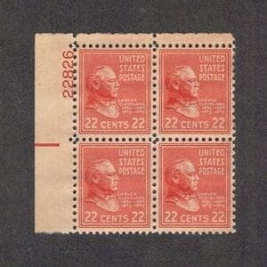 Scott# 827 "GROVER CLEVELAND" PLATE BLOCK (4) MNH, NICELY CENTERED