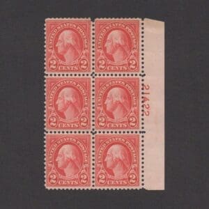 Scott# 634 "WASHINGTON" PLATE BLOCK (6) NICELY CENTERED