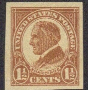 Scott# 576 "HARDING" IMPERFORATE SINGLE, MINT VERY WELL CENTERED