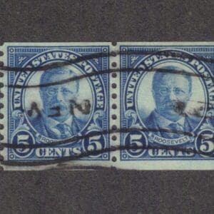 Scott# 602 "ROOSEVELT" USED PAIR WITH FLAG CANCEL