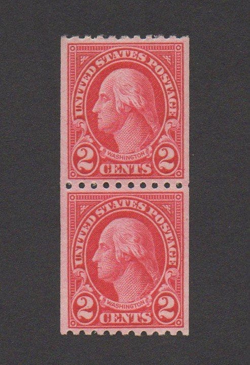 Scott# 606 "WASHINGTON" ROTARY HORIZONTAL PERF 10 COIL PAIR, MINT