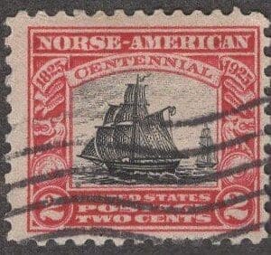 Scott# 620 "NORSE AMERICAN ISSUE" USED WITH FLAG CANCEL