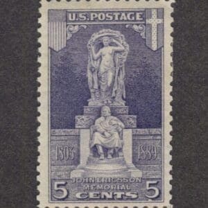 Scott# 628 "ERICSSON MEMORIAL" MINT, VERY NICELY CENTERED