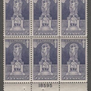 Scott# 628 "ERICSSON MEMORIAL" MNH PLATE BLOCK (6) VERY NICELY CENTERED