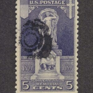 Scott# 628 "ERICSSON MEMORIAL" USED WITH BULLSEYE CANCEL