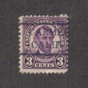 Scott# 635 "LINCOLN" USED WITH CARMEL CA. PRECANCEL