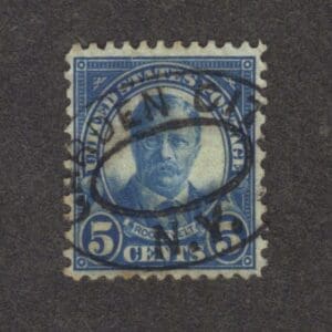 Scott# 637 "ROOSEVELT" USED WITH GARDEN CITY NY DOUBLE OVAL CANCEL