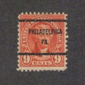 Scott# 641 "JEFFERSON" USED WITH PHILADELPHIA PA. PRECANCEL