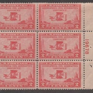 Scott# 649 "CIVIL AERONAUTICS CONFERENCE" PLATE BLOCK (6) MINT