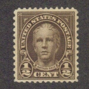 Scott# 653 "NATHAN HALE" ROTARY PRESS 11x10½ MINT, NICELY CENTERED