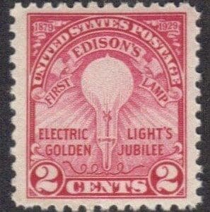 Scott# 654 "EDISON LAMP" MNH ROTARY PRESS, NICELY CENTERED