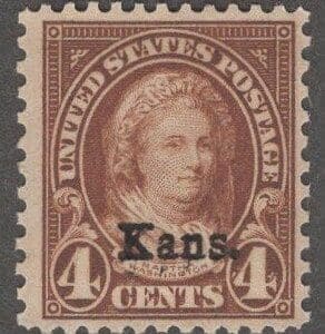 Scott# 662 "MARTHA WASHINGTON" KANSAS OVERPRINT, MNH, NICELY CENTERED