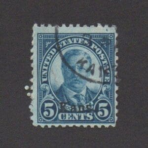 Scott# 663 "KANSAS OVERPRINT - THEODORE ROOSEVELT" WITH KANSAS LOCAL CANCEL