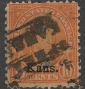 Scott# 668 "KANSAS OVERPRINT - MONROE" USED WITH RR CANCEL?