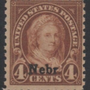 Scott# 673 "NEBRASKA OVERPRINT - MARTHA WASHINGTON" MNH, PRISTINE OG.