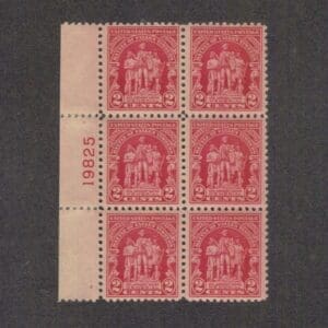Scott# 680 "FALLEN TIMBERS" PLATE BLOCK (6) MINT, NICELY CENTERED.
