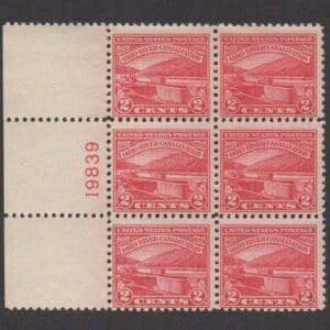 Scott# 681 "OHIO RIVER CANAL" LEFT PLATE BLOCK (6) MNH