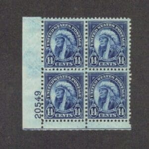 Scott# 695 "AMERICAN INDIAN" MNH PLATE BLOCK (4) NICELY CENTERED
