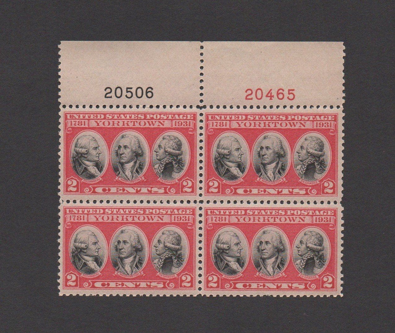 Scott# 703 "SURRENDER of CORNWALLIS at YORKTOWN" PLATE BLOCK (4) MNH * CHOICE CENTERING *