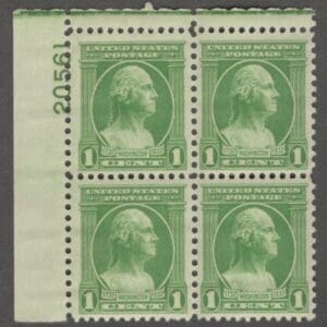 Scott# 705 "WASHINGTON BICENTENNIAL" PLATE BLOCK (4) MNH, PLATE# 20561
