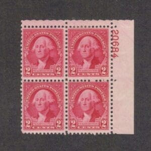 Scott# 707 "WASHINGTON BICENTENNIAL" PLATE BLOCK (4) MINT