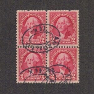 Scott# 707 "WASHINGTON" BLOCK (4) WITH AMARILLO DOUBLE OVAL CANCEL