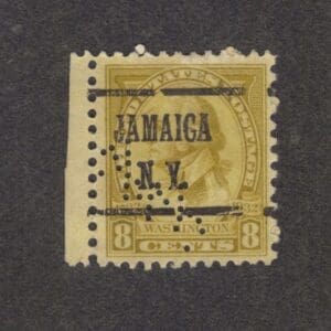 Scott# 713 "WASHINGTON" WITH JAMAICA, NY BUREAU PRECANCEL & PERFIN