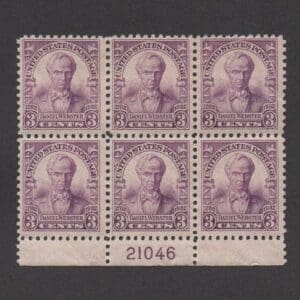 Scott# 725 "DANIEL WEBSTER SESQUICENTENNIAL" PLATE BLOCK (6) MNH * SEE DETAILS *