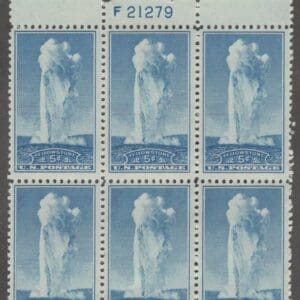 Scott# 744 "YELLOWSTONE NATIONAL PARK" MNH PLATE BLOCK (6) PLATE# 21279