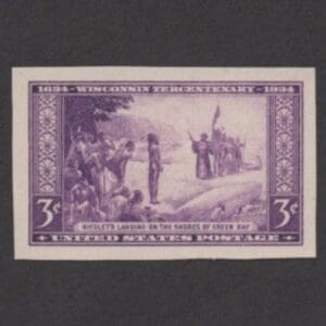 Scott# 755 "NICOLET'S LANDING" MNH, NGAI IMPERFORATE, NICELY CENTERED