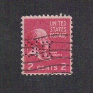 Scott# 806 "JOHN ADAMS" USED WITH "INT'L HARVESTER Co" PERFIN: