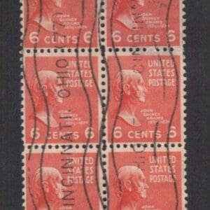 Scott# 811 "JOHN Q ADAMS" BLOCK (6) WITH CINCINNATI OHIO LOCAL CANCEL