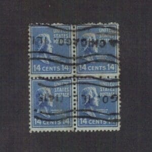 Scott# 819 "FRANKLIN PIERCE" BLOCK (4) WITH CHICAGO, ILL CANCEL