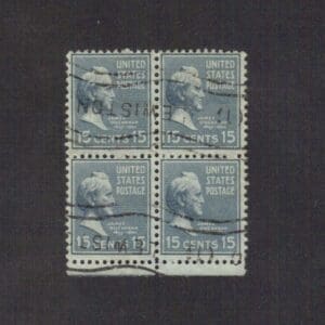 Scott# 820 "JAMES BUCHANAN" BLOCK (4) WITH LEWISTON, CA CANCEL