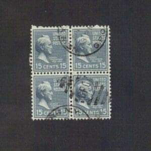 Scott# 820 "JAMES BUCHANAN" BLOCK (4) WITH NEW YORK GPO CANCEL