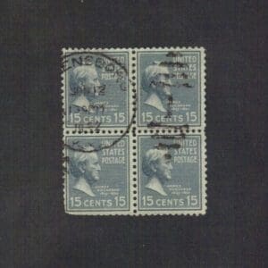 Scott# 820 "JAMES BUCHANAN" BLOCK (4) WITH OWENSBORO, KY CANCEL