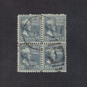 Scott# 820 "JAMES BUCHANAN" BLOCK (4) WITH LOCAL & NUMERAL CANCEL