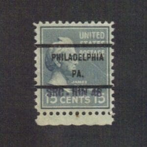 Scott# 820 "BUCHANAN PRIXIE" USED PHILADELPHIA, PA PRECANCEL, NICELY CENTERED