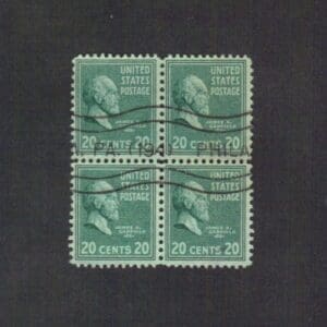 Scott# 825 "JAMES GARFIELD" BLOCK (4) WITH PHILADELPHIA, PA CANCEL