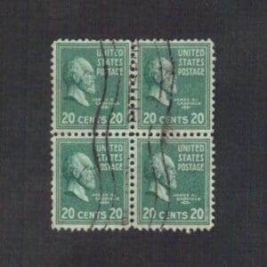 Scott# 825 "JAMES GARFIELD" BLOCK (4) PITTSBURGH, PA LOCAL CANCEL