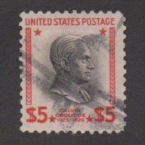 Scott# 834 "COOLIDGE" USED WITH BAR CANCEL, NICELY CENTERED