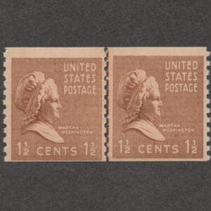 Scott# 840 "MARTHA WASHINGTON" - COIL LINE PAIR - MNH